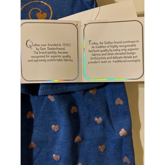 Quiltex Baby Girl Romper 6-9 Months NWT Blue Gold "Precious Little Angel" Heart - Picture 5 of 9